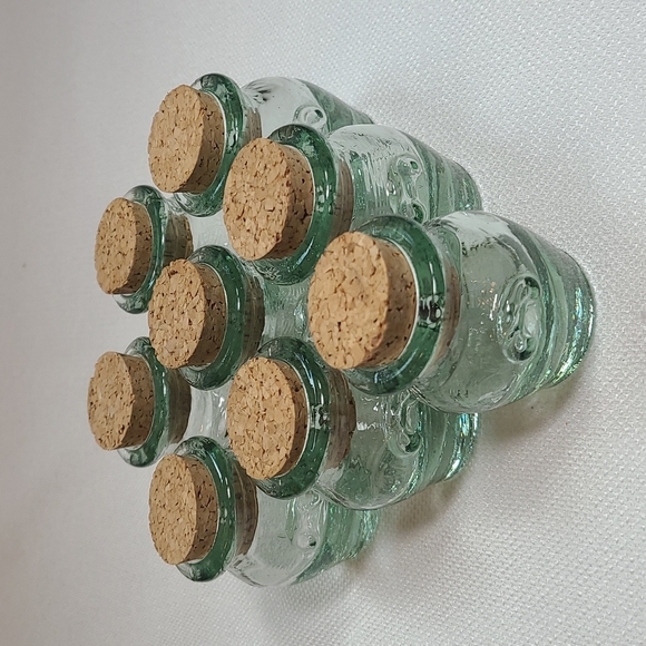 Vintage Other Set Of 8 Vintage Green Thick Glass Cork Spice Jars Poshmark